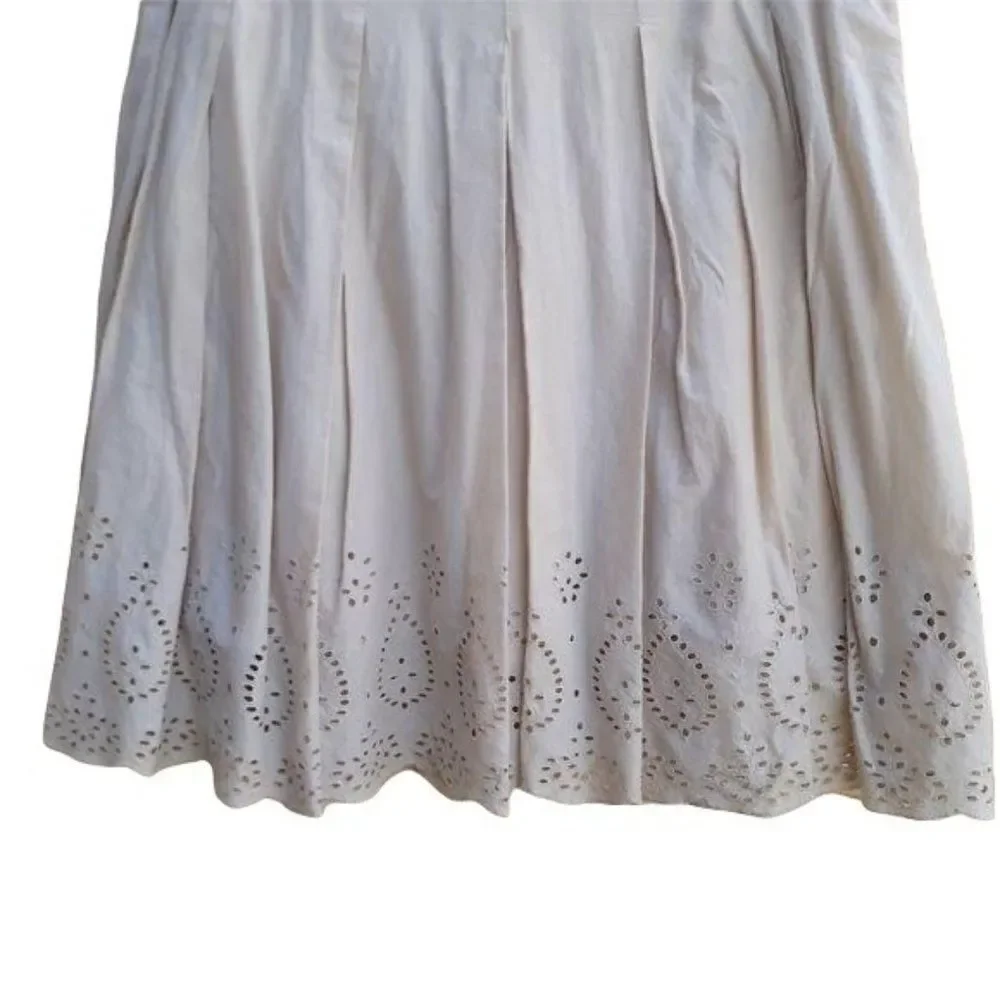 Vtg St. John's Bay Peasant Scalloped Eyelet Cutout‎ Hem Drop Waist Skirt Sz 16